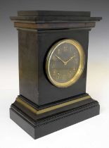 Victorian black slate mantel clock