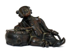 Chinese Republican period bronze of a drummer boy