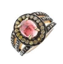 Pink tourmaline and diamond dress ring