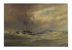 Arthur Wilde Parsons (1854-1931) - Oil on canvas - Ships off Falmouth with Pendennis Castle