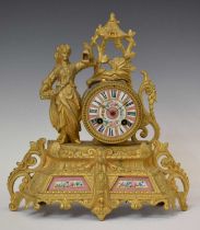 Late 19th century French gilt metal mantel clock