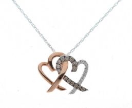 9ct white and rose gold 'hearts entwined' pendant