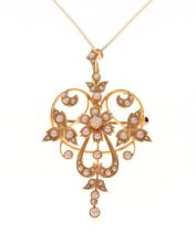 Victorian 15ct gold, pearl and diamond interchangeable pendant/brooch