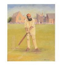 R. Swetman - Oil on board - W.G. Grace playing cricket at Clifton College