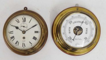 Sestrel ships bulkhead clock and Foster Callear barometer