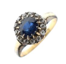 18ct gold sapphire and diamond cluster ring