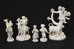 Five pieces of Blanc de chine German/Continental figures