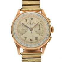 Mid century Chronographe Suisse Antimagnetique 18K case back wristwatch