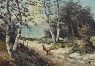 Adrianus Wilhelmus Selhorst (Dutch, 1916-1987) - Oil on canvas - 'Forest Pheasant'