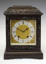 Early 20th century German oak cased mantel clock