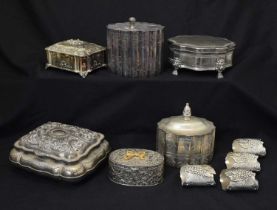 Group of jewellery boxes and napkin rings