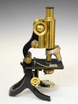 Cased J. Swift & Son, London 'Army' brass and lacquered metal microscope