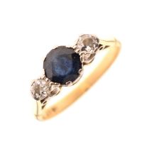 Sapphire and diamond three-stone ring