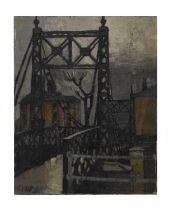 John Stops R.W.A. (1925-2002) - Oil on canvas - 'Small Suspension Bridge, Bristol'