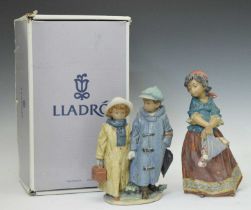 Lladro - ‘Off to School’ and ‘Girl Carrying Flowers’