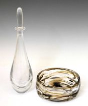 Whitefriars 'knobbly' bowl, together with an Orrefors glass decanter