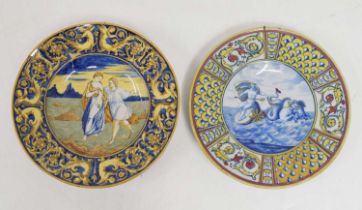 Two Maiolica chargers,