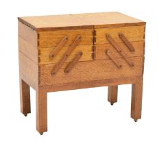 Retro oak sewing box