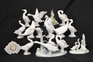 Lladro - Quantity of porcelain geese figures