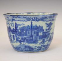 Blue transfer-printed jelly mould, decorated in the 19th century manner