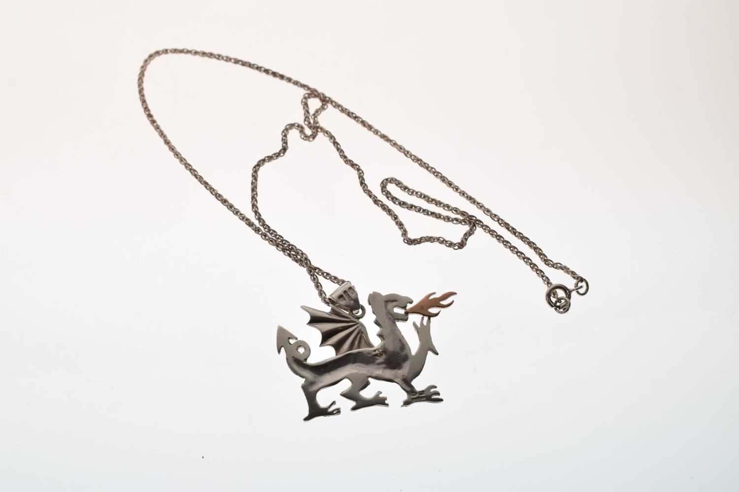 Cymru Gold- Silver and rose gold Welsh dragon pendant - Image 7 of 8