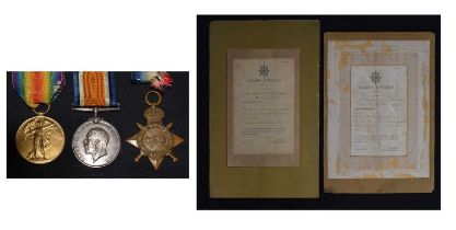 British First World War medal trio and two Guard Division certificates