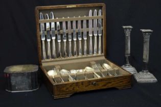 Canteen of Old English pattern silver plated cutlery, etc