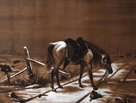 G.M.K. (Late 19th century) - Pastel - Horse on a track