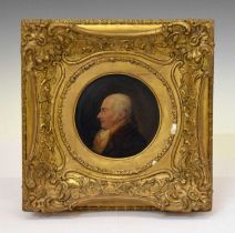 19th century oil on panel - Side profile portrait of a gentleman