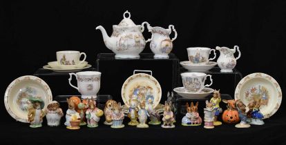 Group of twelve Beswick Beatrix Potter figures, Royal Doulton Bunnykins, etc