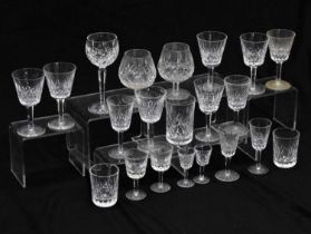 Quantity of 'Lismore' pattern Waterford cut crystal glass