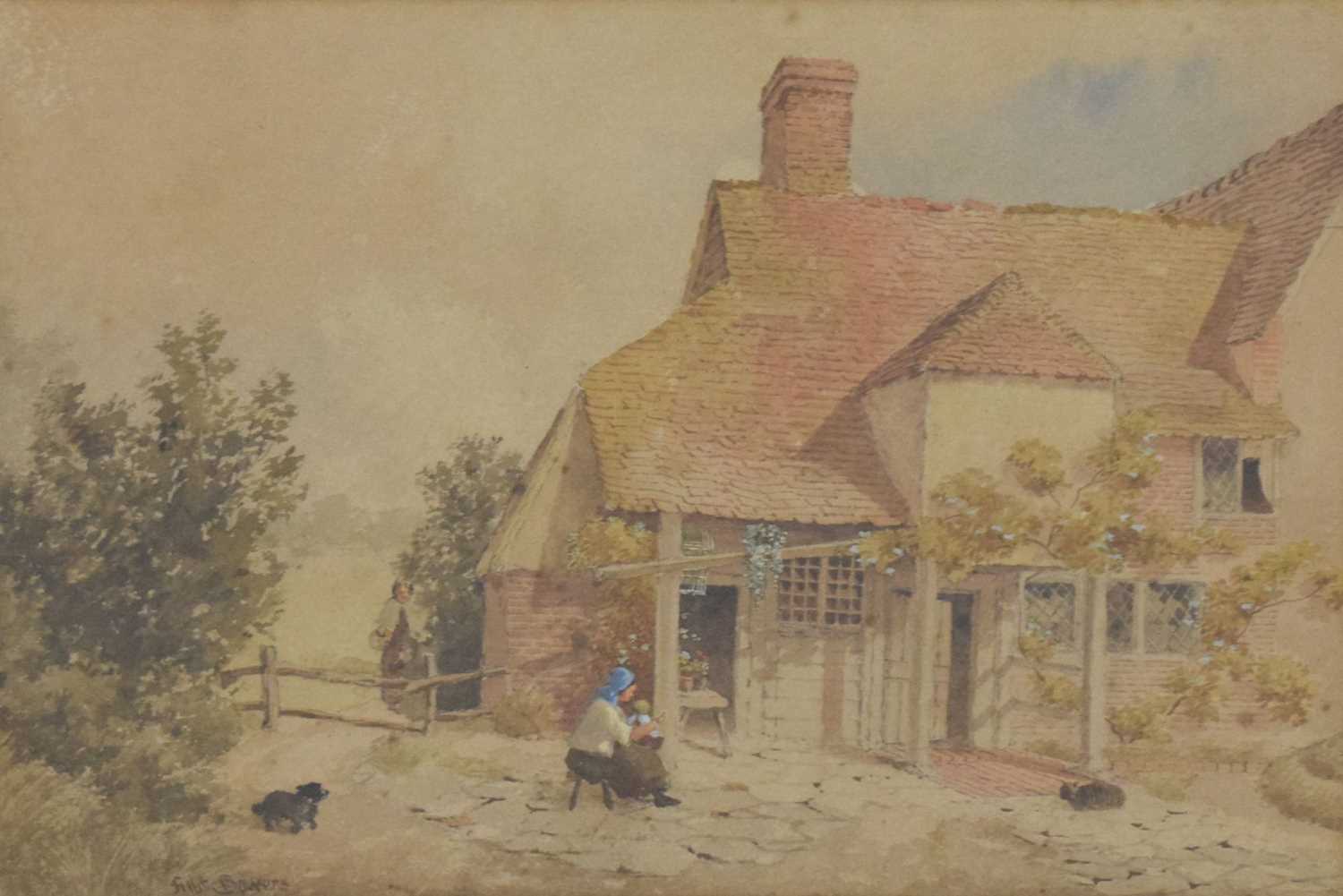 Albert Bowers (exh. 1880-93) - Watercolour - Cottage exterior