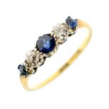 Sapphire and diamond five-stone half eternity ring