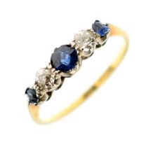 Sapphire and diamond five-stone half eternity ring