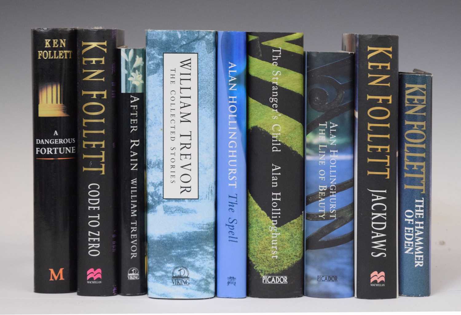First and early editions of best-selling works by Alan Hollinghurst, William Trevor, and Ken Follett