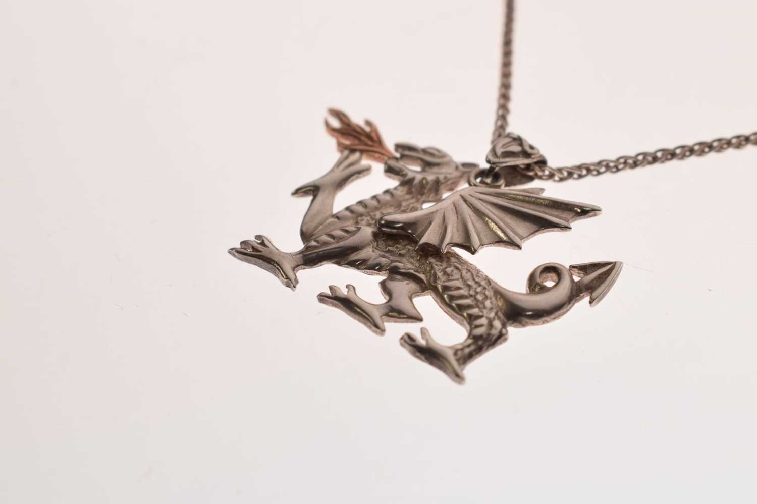 Cymru Gold- Silver and rose gold Welsh dragon pendant - Image 4 of 8