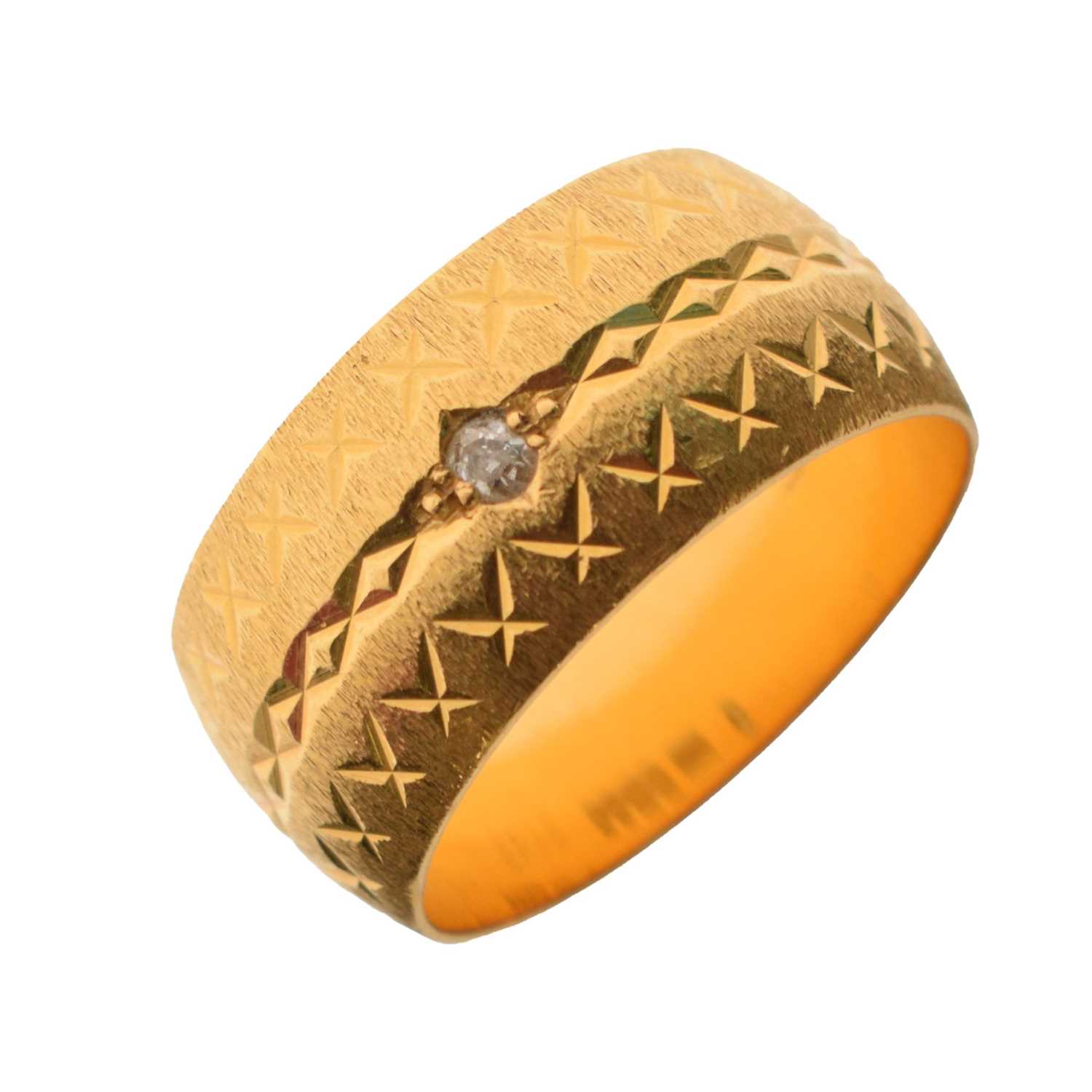 22ct gold wide wedding band