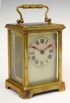 French gilt metal cased carriage timepiece