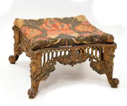 Late 19th century gilt metal footstool