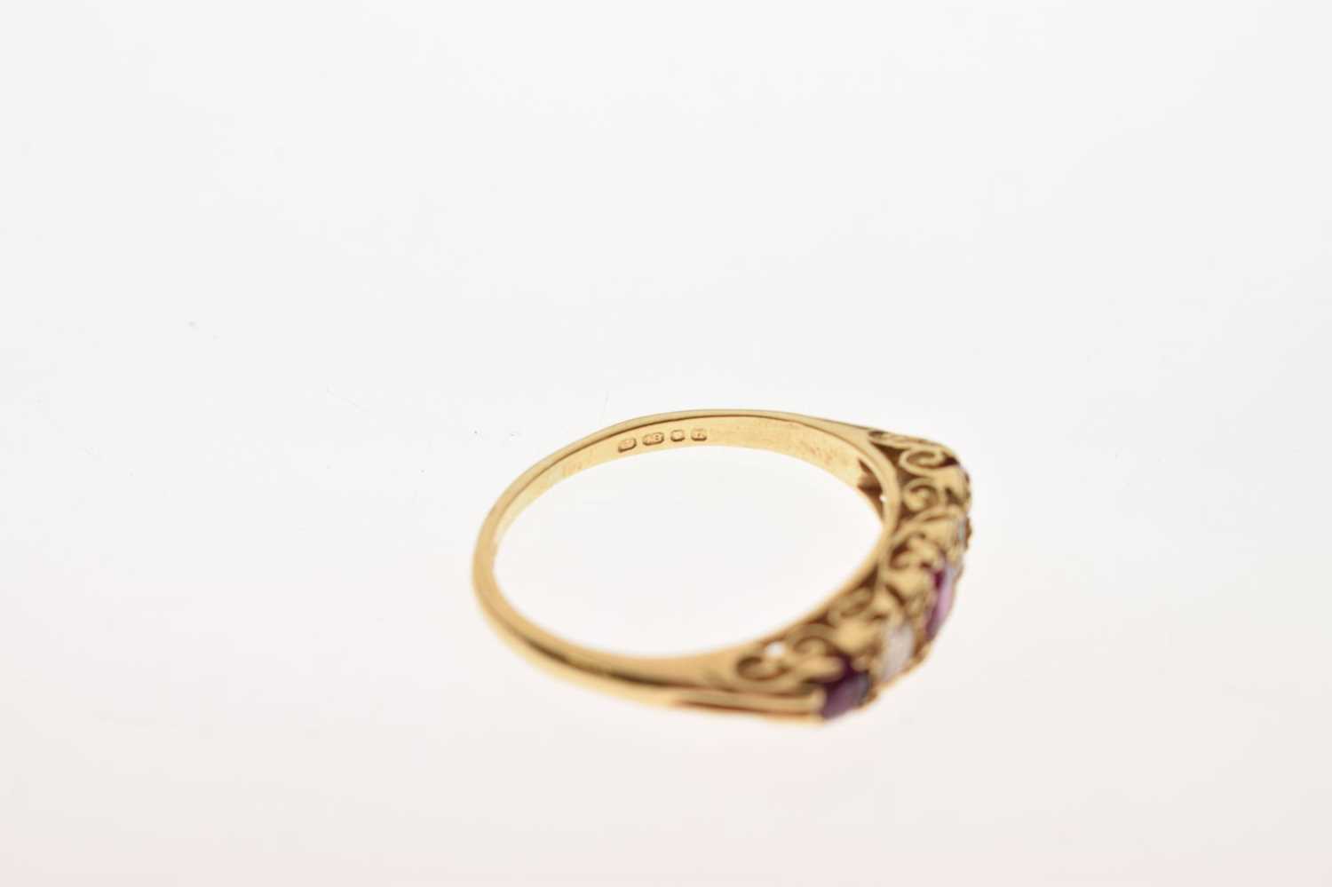 18ct gold ruby and diamond five-stone ring - Image 5 of 6