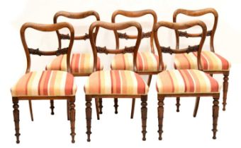 Set of six Victorian rosewood kidney-back dining chairs