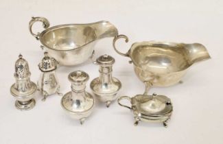 Quantity of silver to include two silver sauceboats, etc.