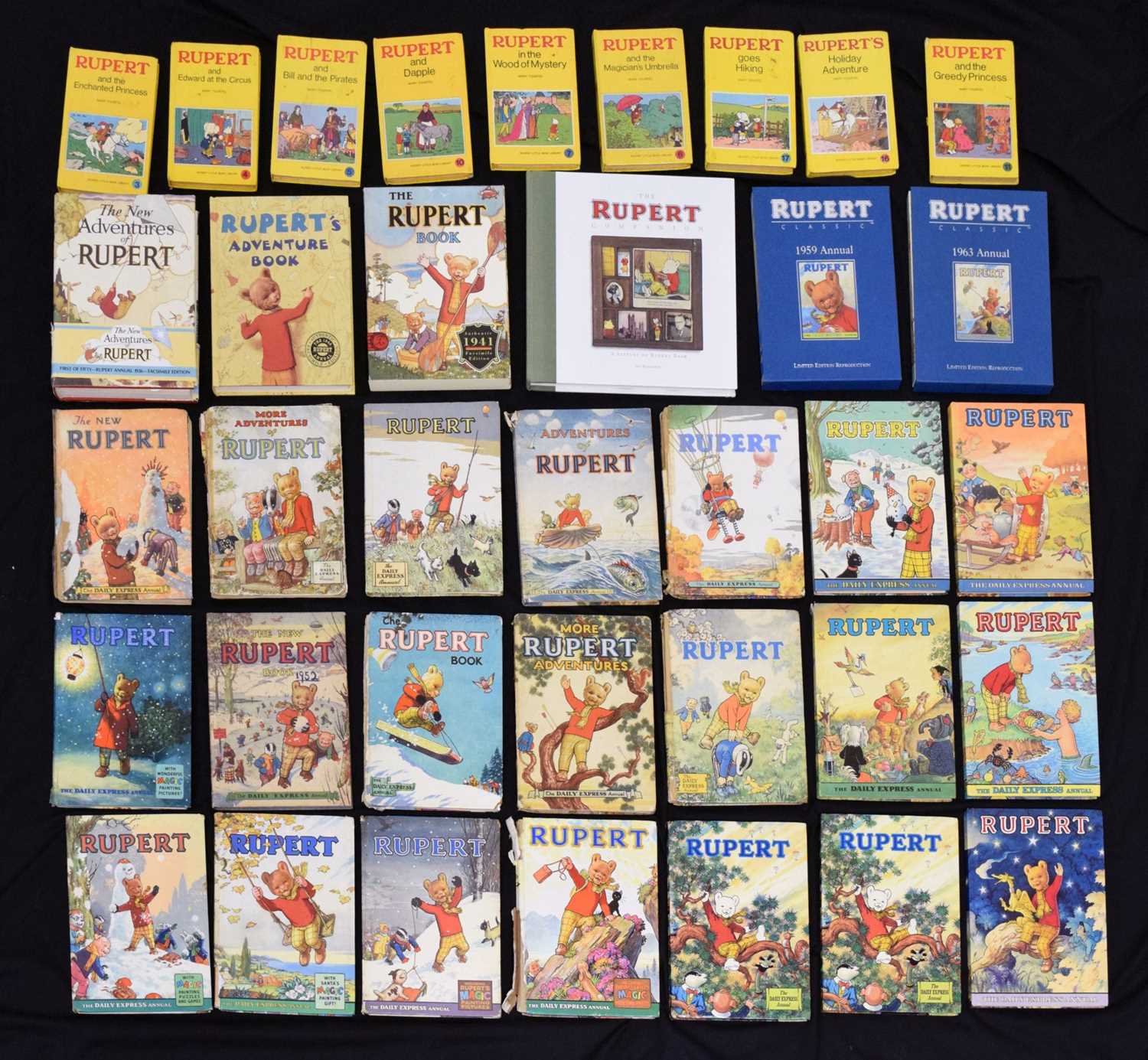 Extensive collection of Rupert Annuals 1950s onwards, etc