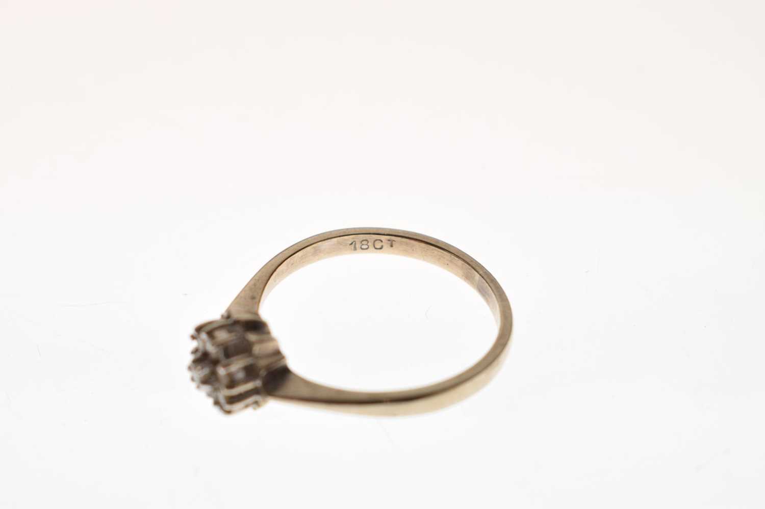 Diamond cluster ring, the white metal mount stamped '18ct' - Image 7 of 7