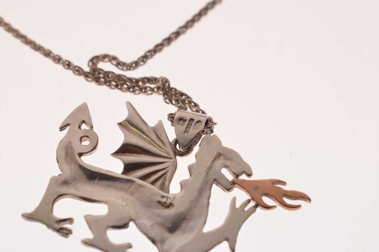 Cymru Gold- Silver and rose gold Welsh dragon pendant - Image 6 of 8