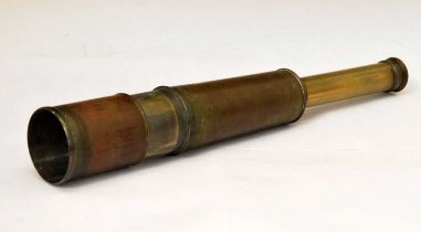 Early 20th century leather mounted brass five-draw telescope