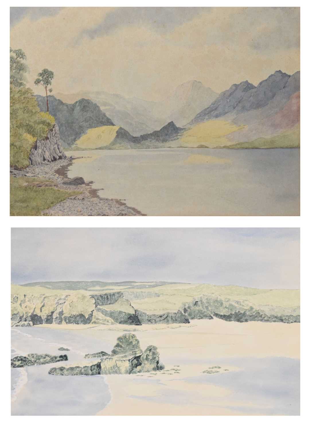 20th century English School watercolours - Cornish beach and Scottish loch