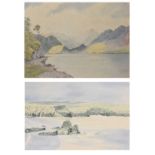 20th century English School watercolours - Cornish beach and Scottish loch