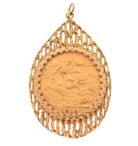 Edward VII gold sovereign, 1910, in a 9ct gold mount