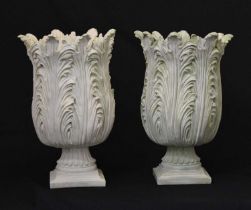 Pair of resin leaf vases